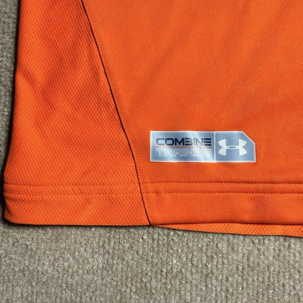 Under Armour Shirt Mens 3XL Orange Combine Training HeatGear V-Neck Gym Tee - Picture 4 of 16
